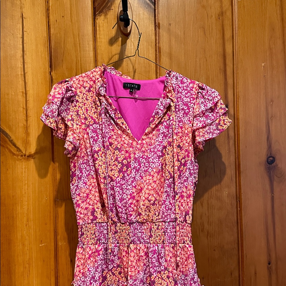 1. State Women’s Magenta Orange Floral Dress Size M - Picture 2 of 5